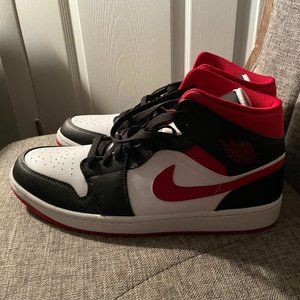 Jordan 1 Mids Color Black Red and White Size 12 Mens